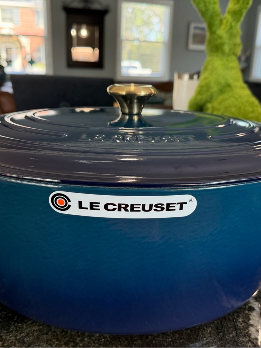 Le Creuset Agave Oval Dutch Oven “Goose Pot” with Brass Knob